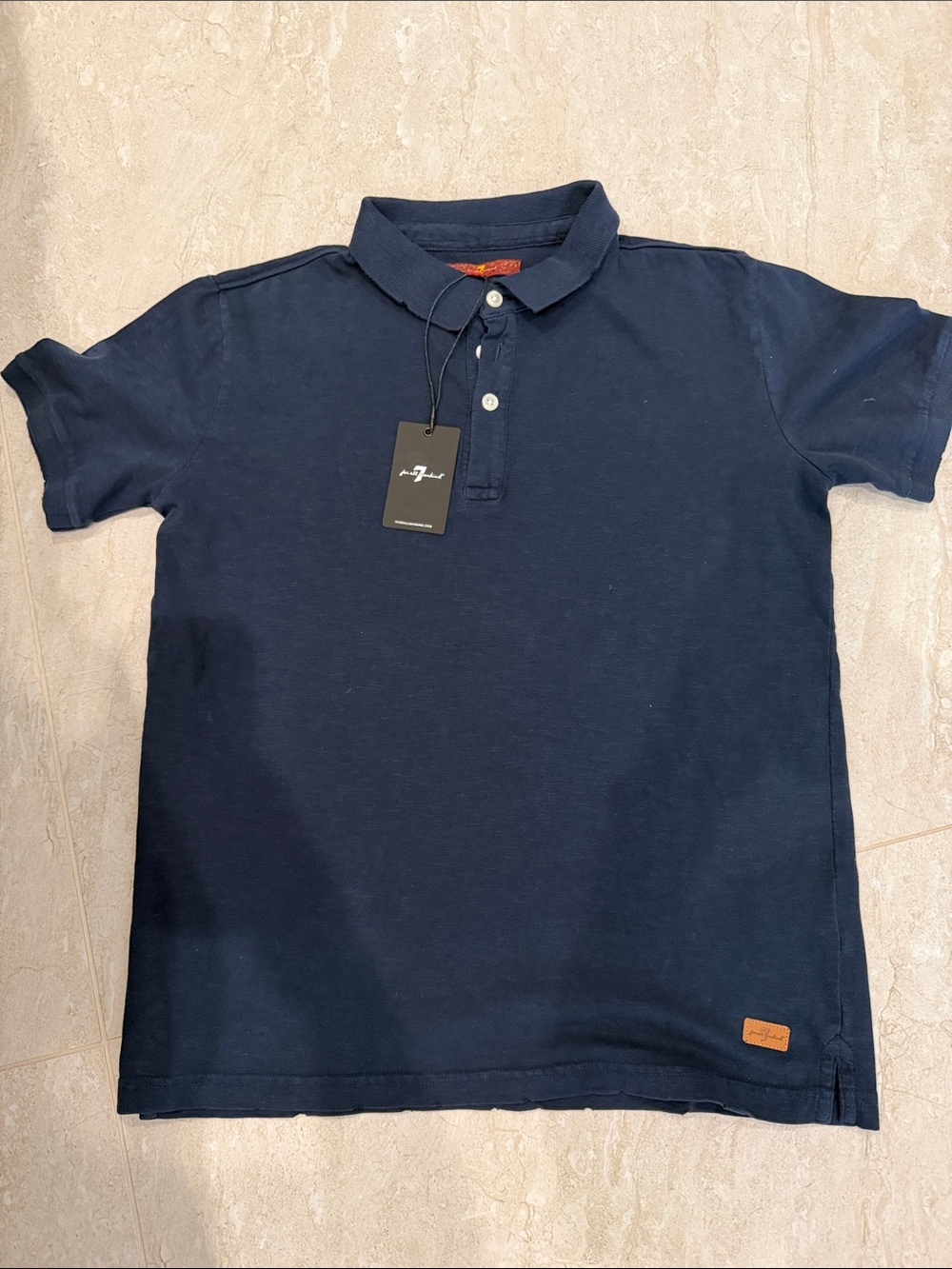 7 For All Mankind Navy Blue Polo Shirt